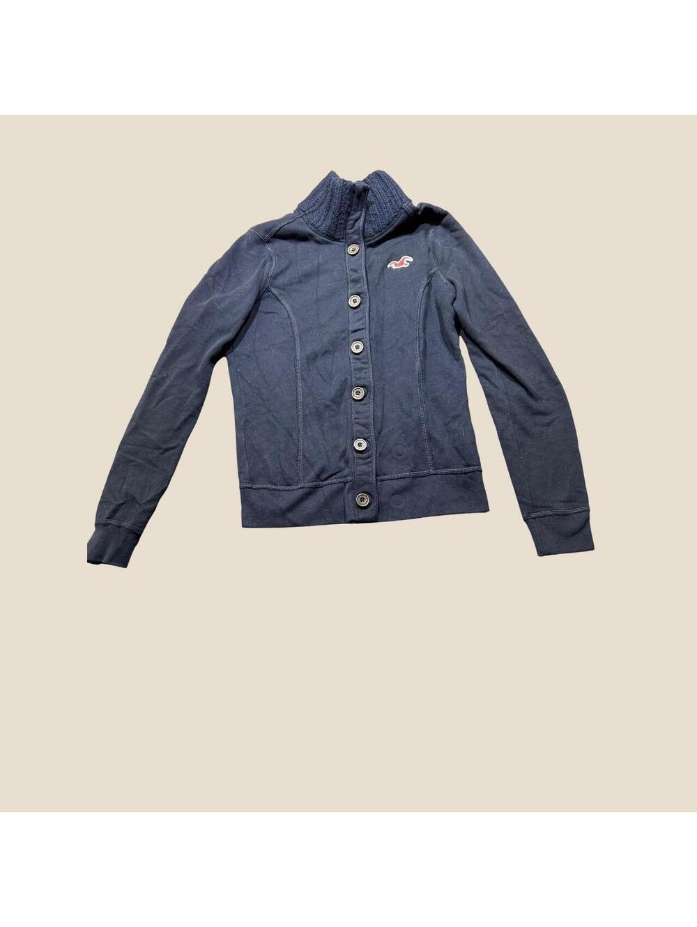 Hollister Navy Blue Button-Up Sweater Jacket Size Large